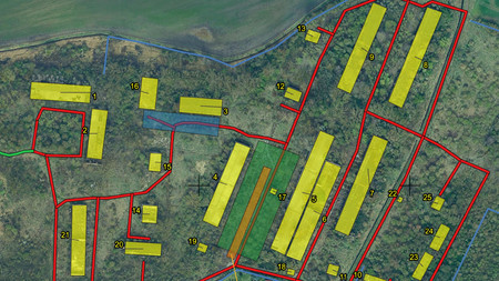 Karte mit ehemaligen Kasernengebäuden